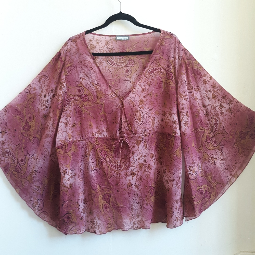 Aqua Blues pink paisley Boho plus size 3x tunic